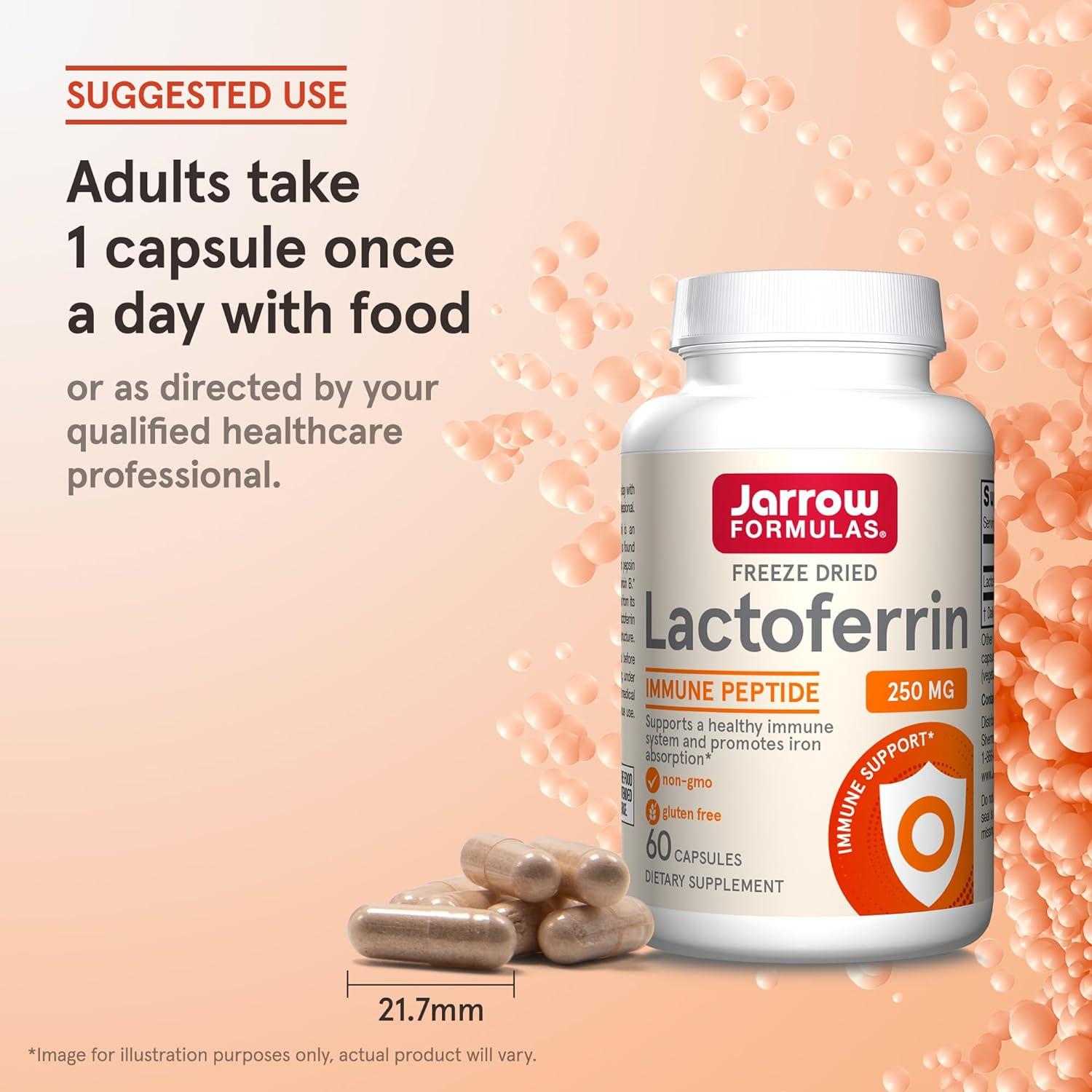 image:imageJarrow Formulas Lactoferrin Supplements 250 mg ImmuneSupporting Glycoprotein for Healthy Immune System Support amp Iron Absorption Freeze Dried Gluten Free NonGMO 30 Capsules ServingsUnflavored