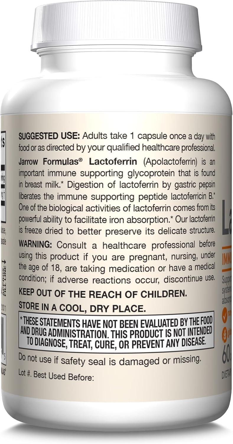 image:imageJarrow Formulas Lactoferrin Supplements 250 mg ImmuneSupporting Glycoprotein for Healthy Immune System Support amp Iron Absorption Freeze Dried Gluten Free NonGMO 30 Capsules ServingsUnflavored