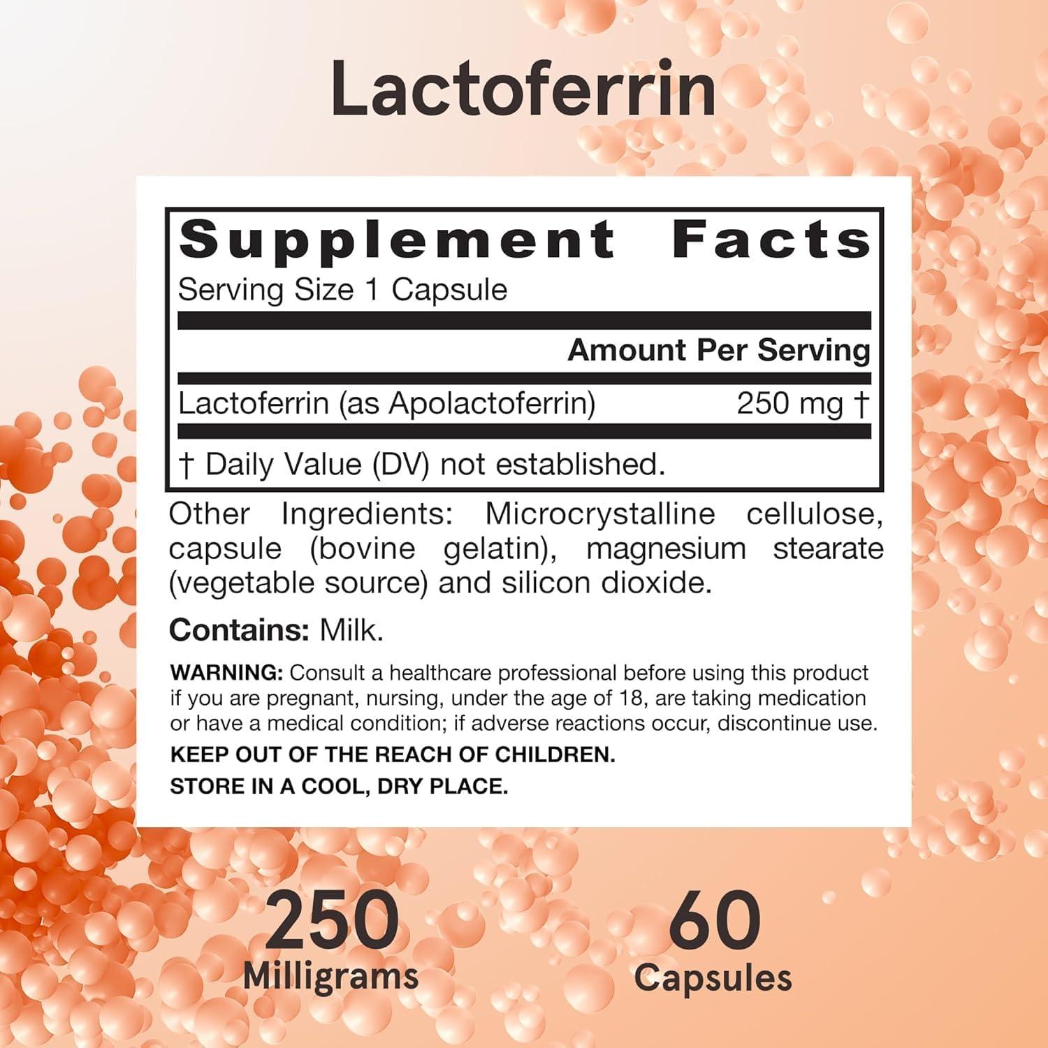 image:imageJarrow Formulas Lactoferrin Supplements 250 mg ImmuneSupporting Glycoprotein for Healthy Immune System Support amp Iron Absorption Freeze Dried Gluten Free NonGMO 30 Capsules ServingsUnflavored