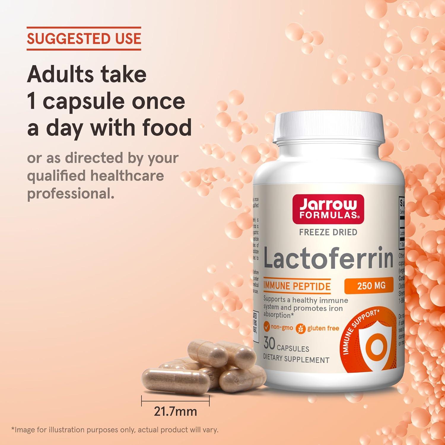 image:imageJarrow Formulas Lactoferrin Supplements 250 mg ImmuneSupporting Glycoprotein for Healthy Immune System Support amp Iron Absorption Freeze Dried Gluten Free NonGMO 30 Capsules ServingsUnflavored