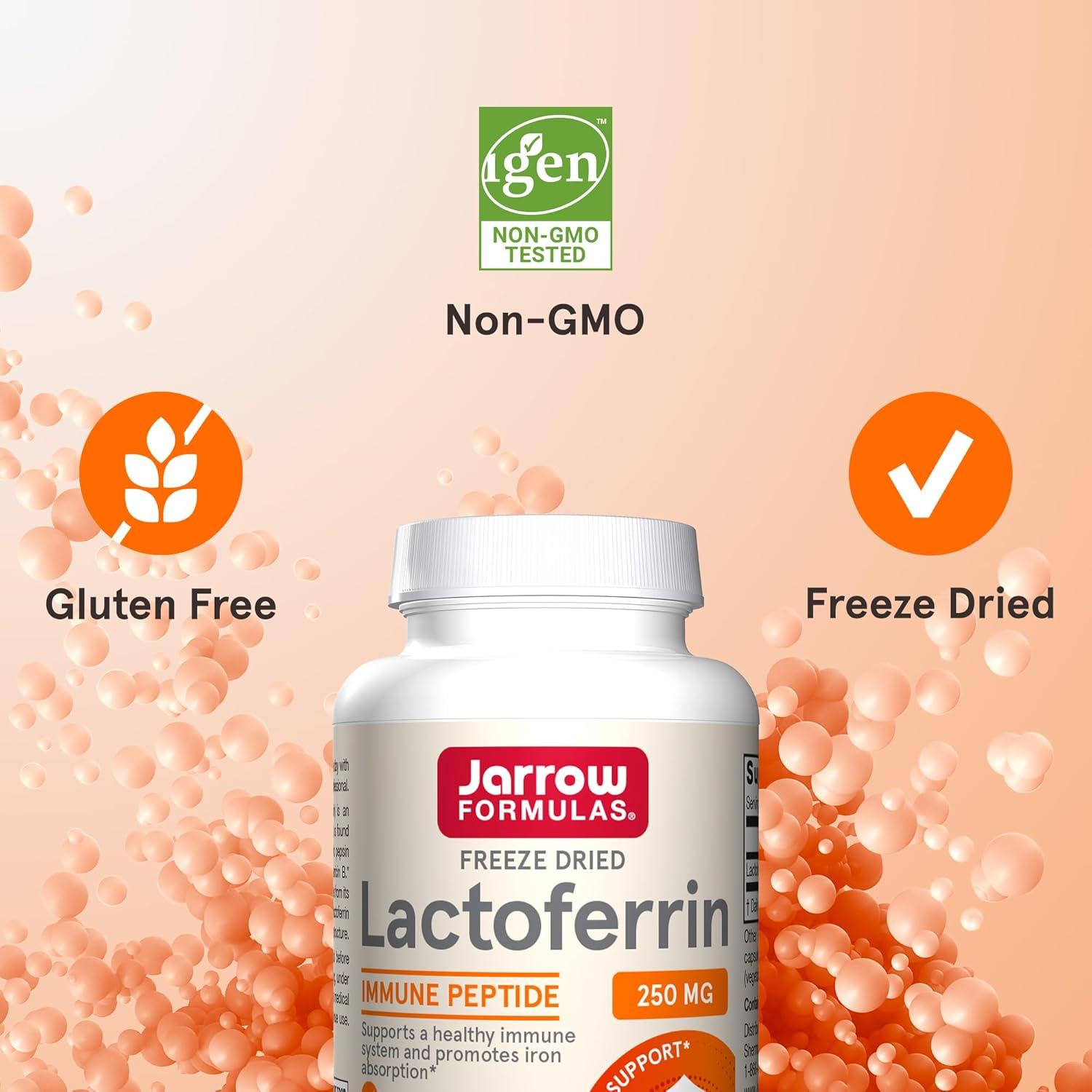 image:imageJarrow Formulas Lactoferrin Supplements 250 mg ImmuneSupporting Glycoprotein for Healthy Immune System Support amp Iron Absorption Freeze Dried Gluten Free NonGMO 30 Capsules ServingsUnflavored