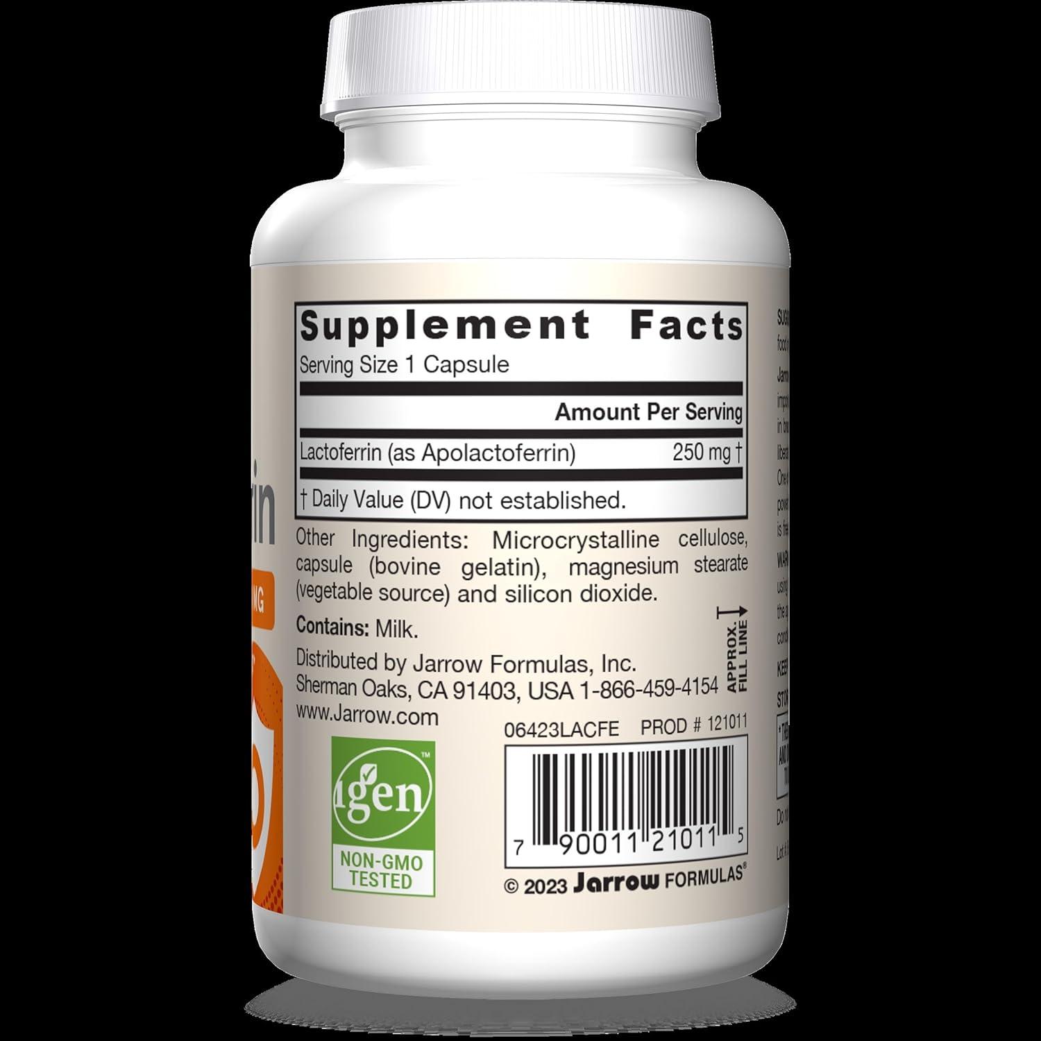 image:imageJarrow Formulas Lactoferrin Supplements 250 mg ImmuneSupporting Glycoprotein for Healthy Immune System Support amp Iron Absorption Freeze Dried Gluten Free NonGMO 30 Capsules ServingsUnflavored