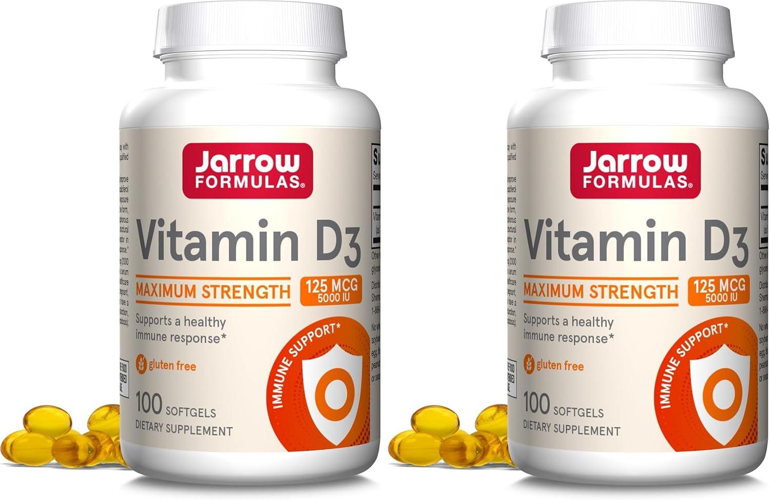 image:imageJarrow Formulas Vitamin D3 125 mcg 5000 IU 100 Servings Softgels Bone Health Immune Support amp Calcium Metabolism Support Vitamin D Supplement D3 Vitamins 5000 IU Vitamin D Gluten FreeUnflavored