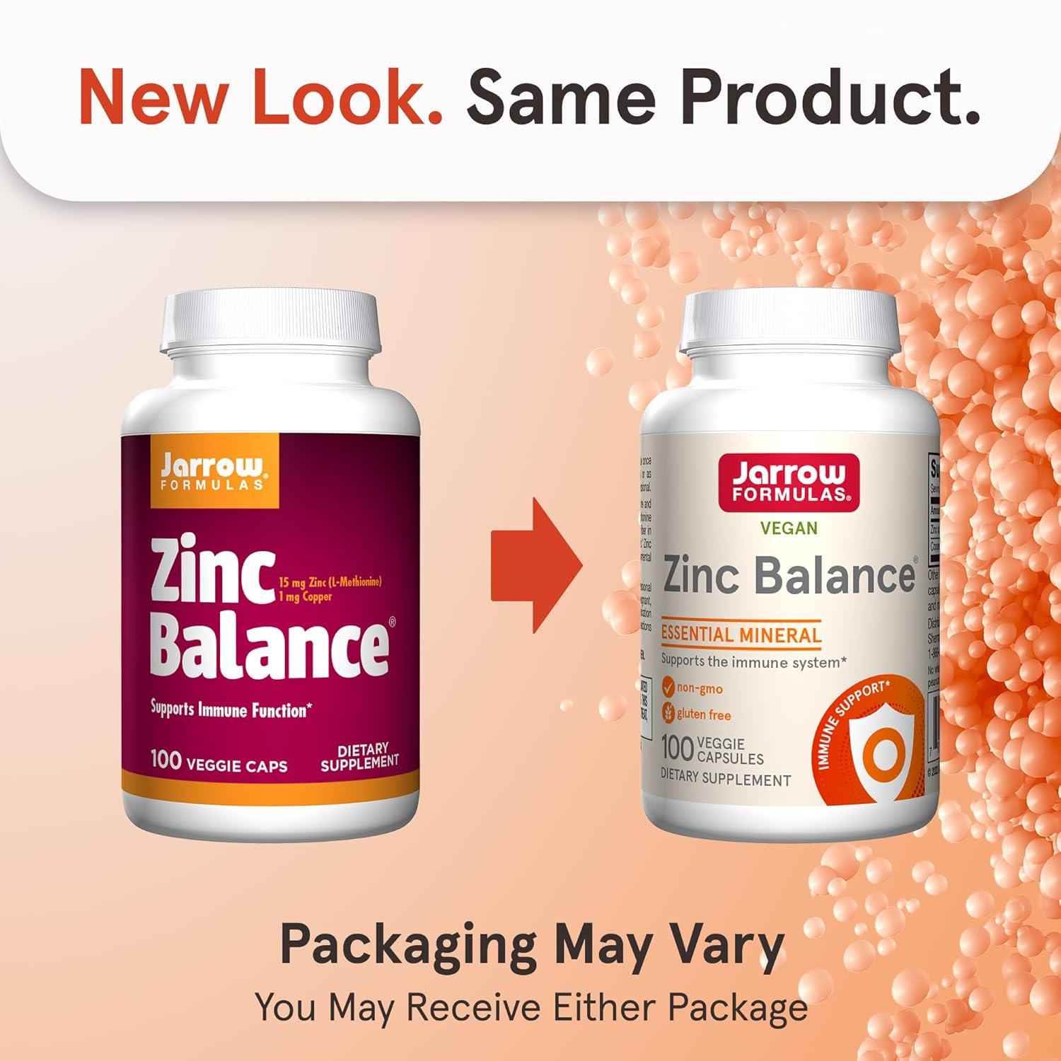 image:imageJarrow Formulas Zinc Balance 15 mg 100 Servings Veggie Caps Zinc with Copper Essential Minerals for Immune System Support Immune Support Supplement Gluten Free Copper Supplement Vegan