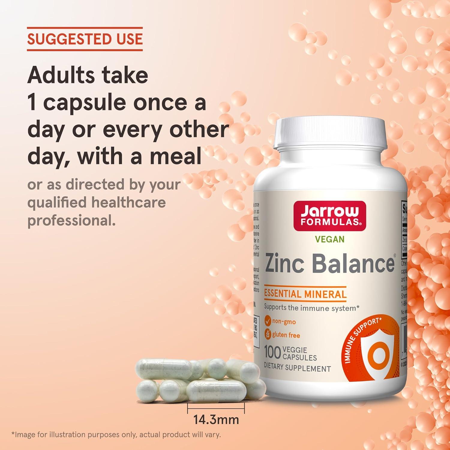 image:imageJarrow Formulas Zinc Balance 15 mg 100 Servings Veggie Caps Zinc with Copper Essential Minerals for Immune System Support Immune Support Supplement Gluten Free Copper Supplement Vegan