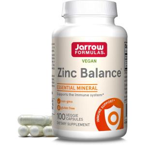 Jarrow Formulas Zinc Balance 15 mg – 100 Servings (Veggie Caps) – Zinc with Copper – Essential Minerals for Immune System Support – Immune Support Supplement – Gluten Free Copper Supplement, Vegan