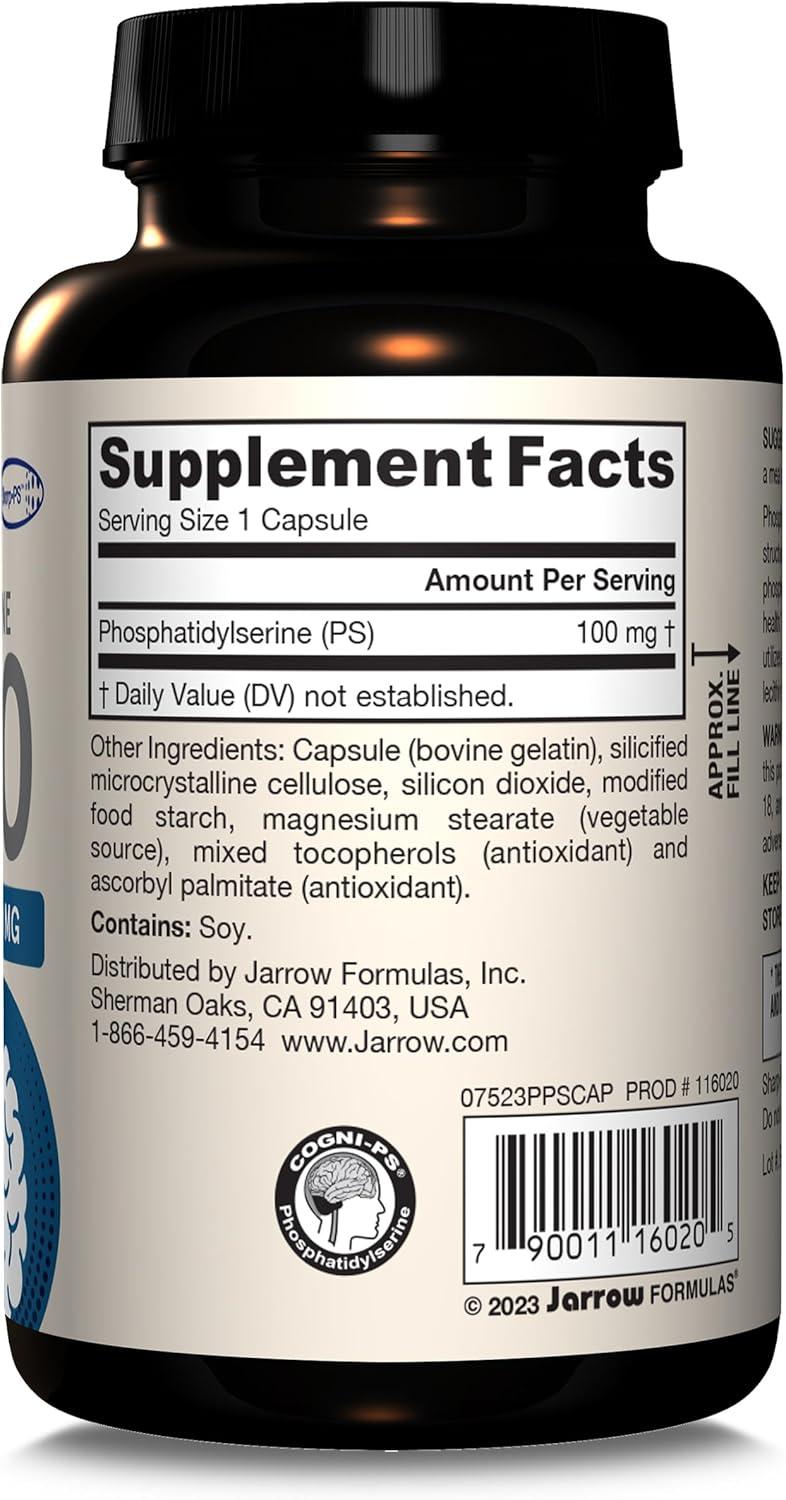 image:imageJarrow Formulas PS100 Phosphatidylserine 100mg Dietary Supplement for Brain Health and Cognitive Function Support 120 Capsules Up to a 120 Day Supply120 Count Pack of 1