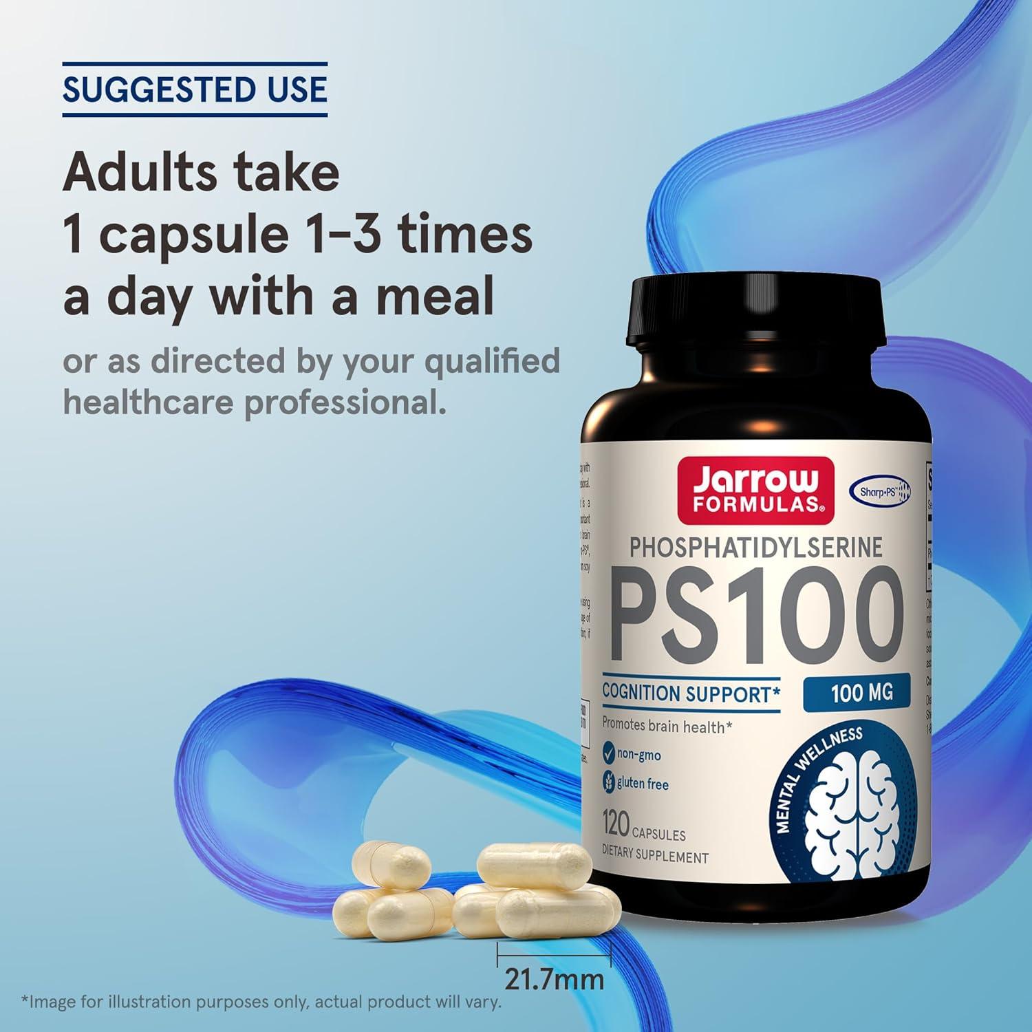 image:imageJarrow Formulas PS100 Phosphatidylserine 100mg Dietary Supplement for Brain Health and Cognitive Function Support 120 Capsules Up to a 120 Day Supply120 Count Pack of 1