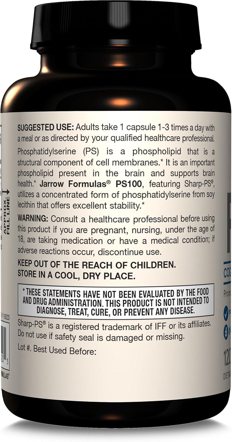 image:imageJarrow Formulas PS100 Phosphatidylserine 100mg Dietary Supplement for Brain Health and Cognitive Function Support 120 Capsules Up to a 120 Day Supply120 Count Pack of 1