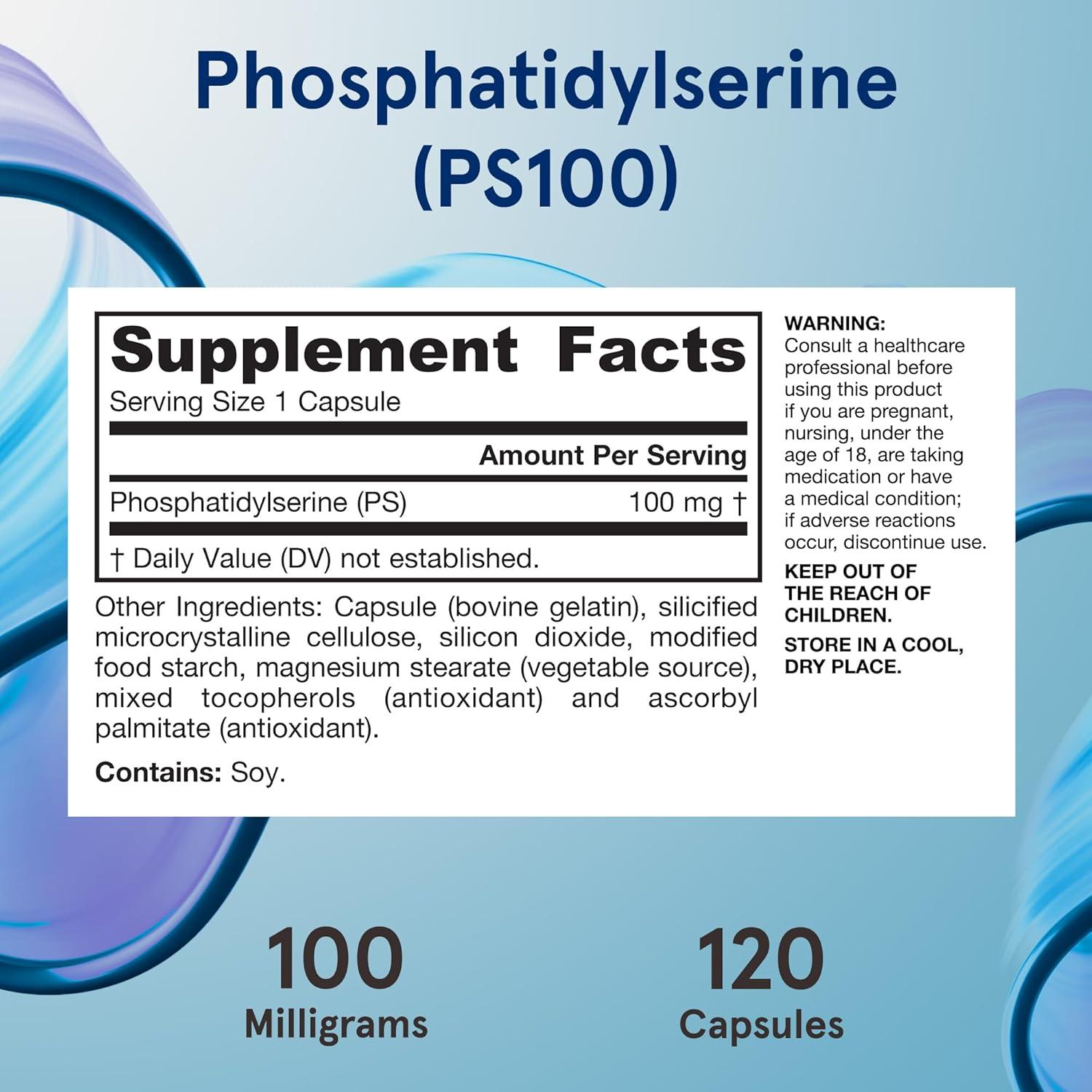 image:imageJarrow Formulas PS100 Phosphatidylserine 100mg Dietary Supplement for Brain Health and Cognitive Function Support 120 Capsules Up to a 120 Day Supply120 Count Pack of 1