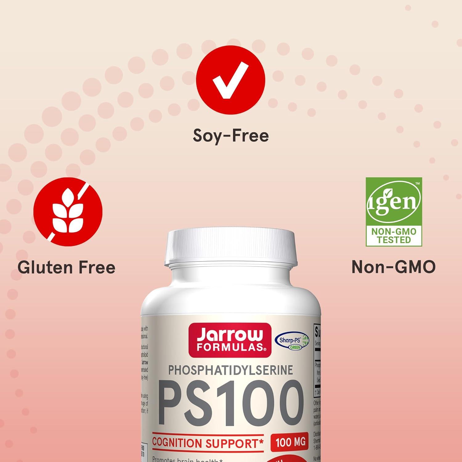 image:imageJarrow Formulas PS100 Phosphatidylserine 100mg Dietary Supplement for Brain Health and Cognitive Function Support 120 Softgels Up to a 40120 Day Supply120 Count Pack of 1