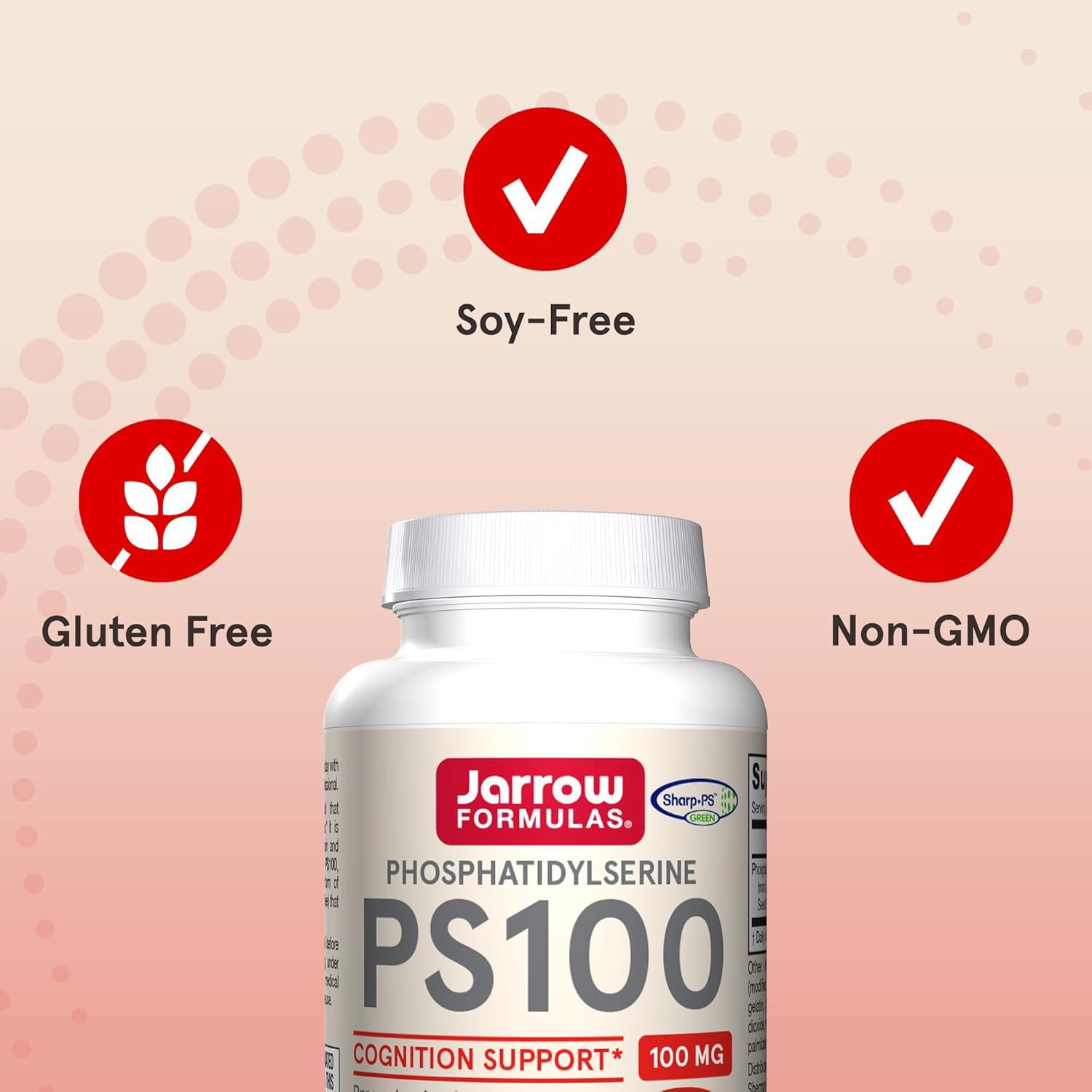 image:imageJarrow Formulas PS100 Phosphatidylserine 100mg Dietary Supplement for Brain Health and Cognitive Function Support 120 Softgels Up to a 40120 Day Supply30 Count Pack of 1