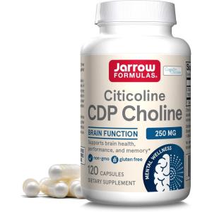 Jarrow Formulas Citicoline CDP 250 MG, CDP Choline Supplements, Support Brain Health, Performance and Memory, 60 Capsules, Up to a 60 Day Supply(120 Count (Pack of 1))