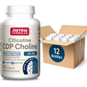 Jarrow Formulas Citicoline CDP 250 MG, CDP Choline Supplements, Support Brain Health, Performance and Memory, 60 Capsules, Up to a 60 Day Supply(6 Count (Pack of 120))