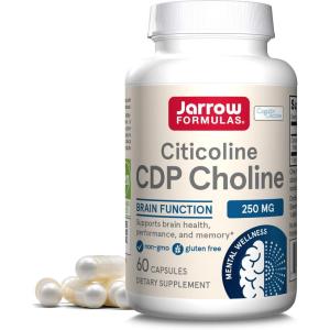 Jarrow Formulas Citicoline CDP 250 MG, CDP Choline Supplements, Support Brain Health, Performance and Memory, 60 Capsules, Up to a 60 Day Supply(60 Count (Pack of 1))